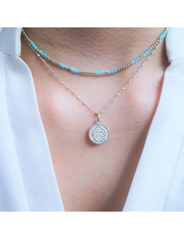 Collier Amazonite 2mm sur Argent 925 - Dalia Aloe Bijoux