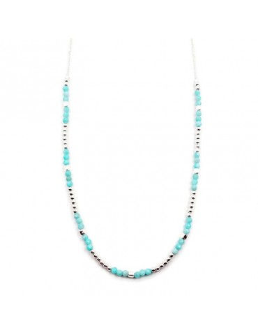 Collier Amazonite 2mm sur Argent 925 - Dalia Aloe Bijoux