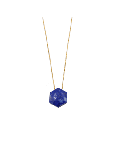 Collier Lapis lazuli Hexagonal en Plaqué or Aloe Bijoux