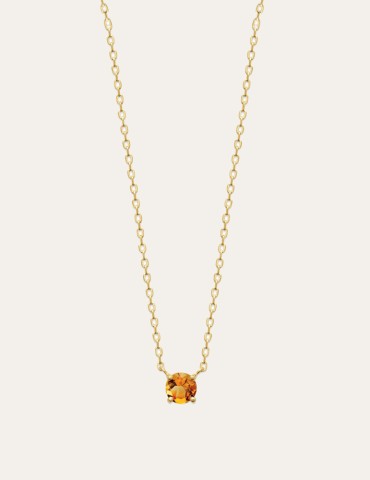 Collier solitaire en plaqué or avec Citrine Colliers