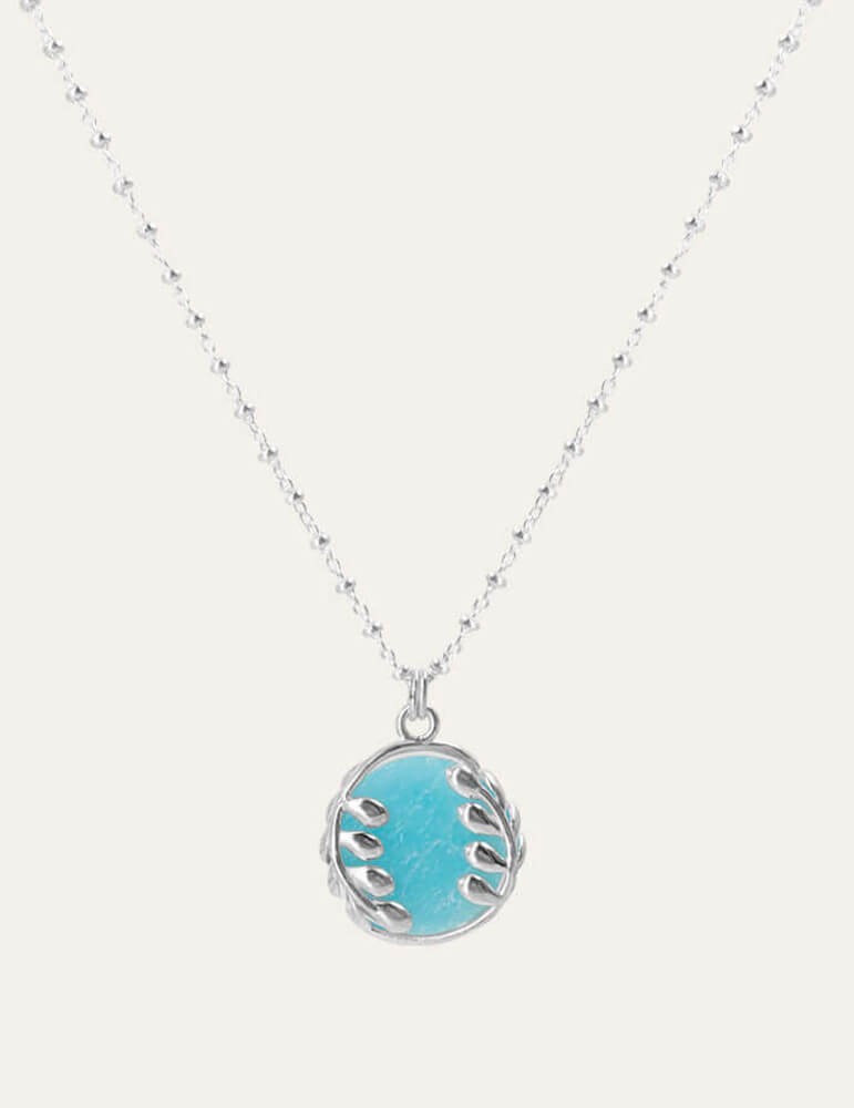 Collier laurier amazonite, chaîne perlée argent 925 Aloe Bijoux