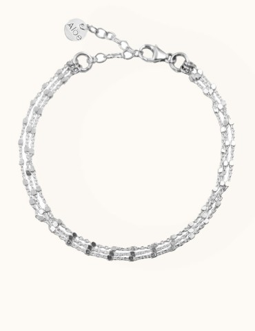 Bracelet triple chaîne carrée en argent 925 Aloe Bijoux