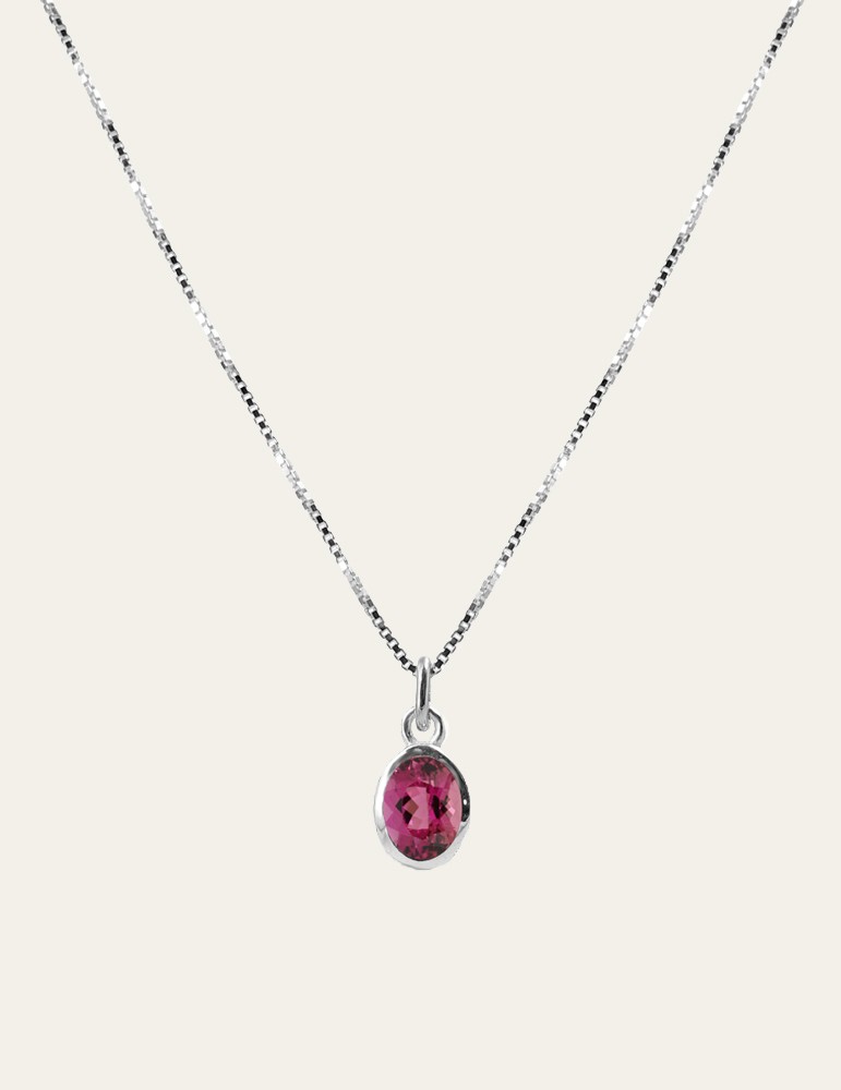 Collier chaîne et tourmaline rose Aloe Bijoux