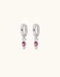 Boucles d'Oreilles Créoles en Argent avec Tourmaline rose Aloe Bijoux