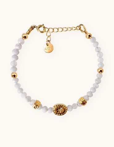 Bracelet pierre de lune et étoile en plaqué or Aloe Bijoux