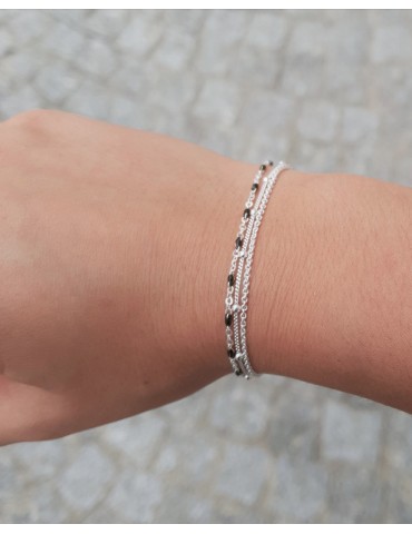 Bracelet 3 rangs en argent et résine Aloe Bijoux