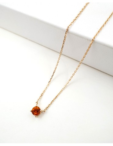 Collier solitaire en plaqué or avec Citrine Colliers