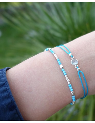 Bracelet en argent 925 avec turquoise - Zoé Aloe Bijoux