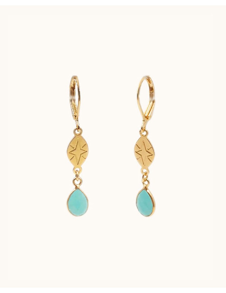 Boucles Isys Plaqué or Amazonite