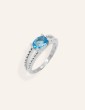 Bague double rang en argent avec topaze Swiss Blue - Liz Aloe Bijoux