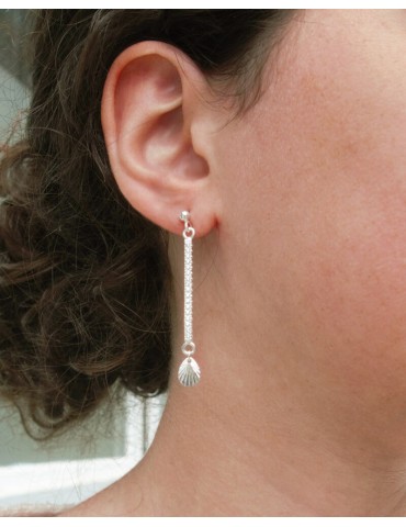 Boucles d'oreilles barrette en argent avec zircons Aloe Bijoux