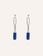 Boucles d'oreilles rectangles entrelacés en Argent 925 avec Lapis Lazuli - Prisme Aloe Bijoux