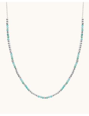 Collier Amazonite 2mm sur Argent 925 - Dalia Aloe Bijoux