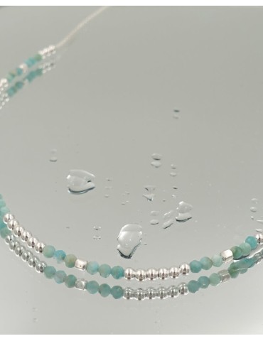 Collier Amazonite 2mm sur Argent 925 - Dalia Aloe Bijoux