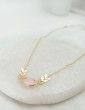 Collier Feuilles de Laurier en Plaqué Or et Quartz Rose Aloe Bijoux