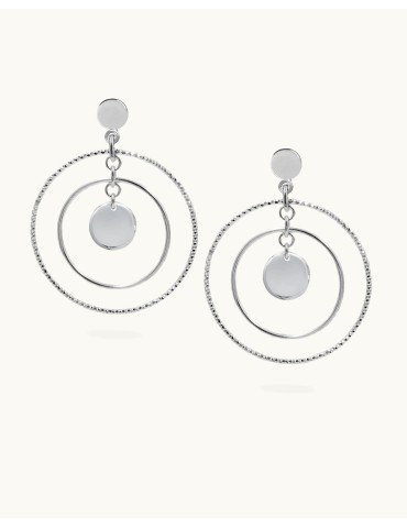 Boucles d'oreilles avec cercles mobiles en Argent 925. Aloe Bijoux