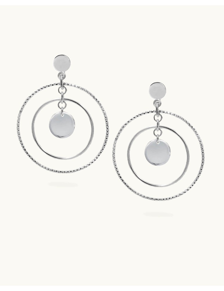 Boucles d'oreilles avec cercles mobiles en Argent 925. Aloe Bijoux