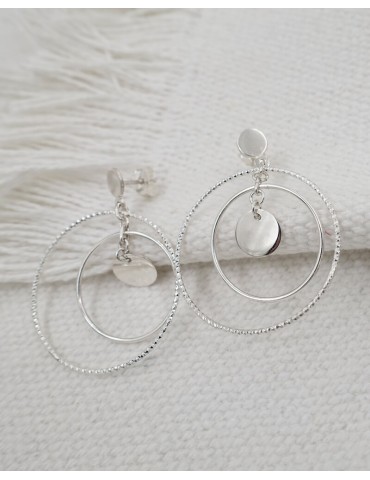 Boucles d'oreilles avec cercles mobiles en Argent 925. Aloe Bijoux