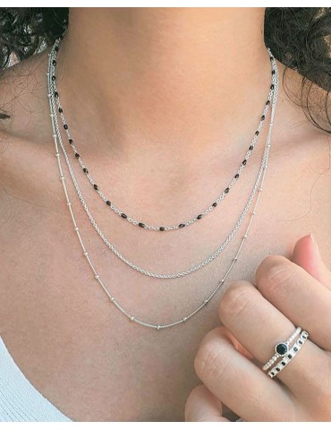 Collier 3 rangs en argent perlé - Couleur personnalisable Aloe Bijoux