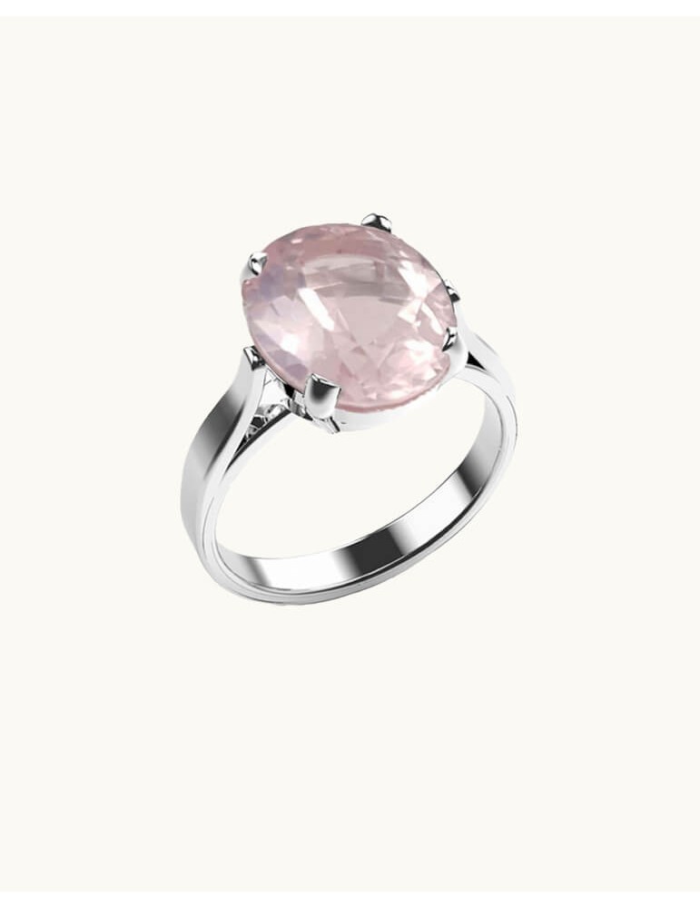 Bague argent et quartz rose "Alice" Aloe Bijoux