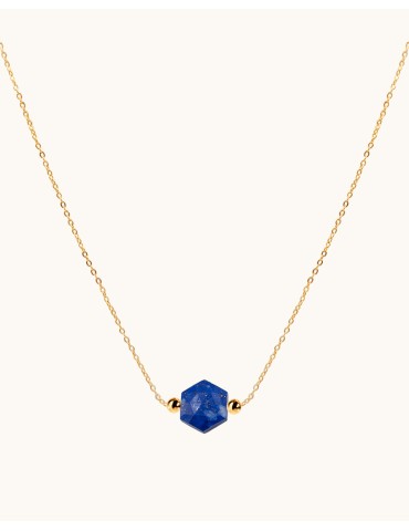 Collier Lapis lazuli Hexagonal en Plaqué or Colliers