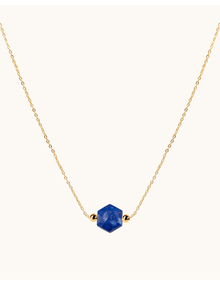 Collier Lapis lazuli Hexagonal en Plaqué or Colliers