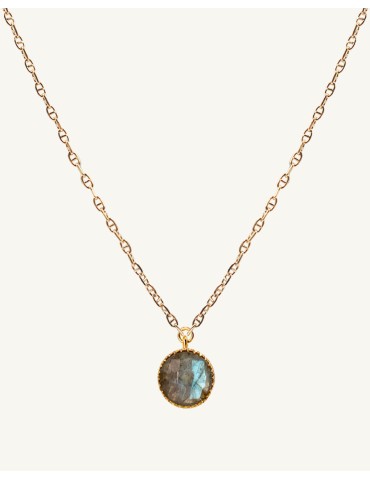 Collier chaîne plaqué or et Labradorite - Juliette Colliers