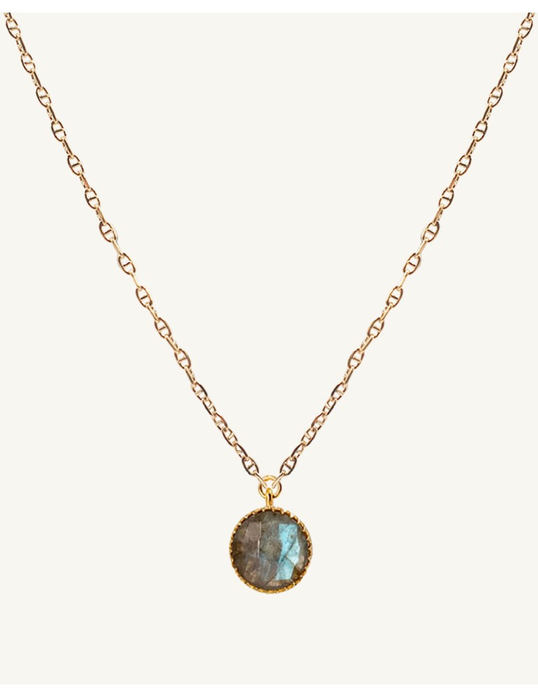 Collier chaîne plaqué or et Labradorite - Juliette Colliers