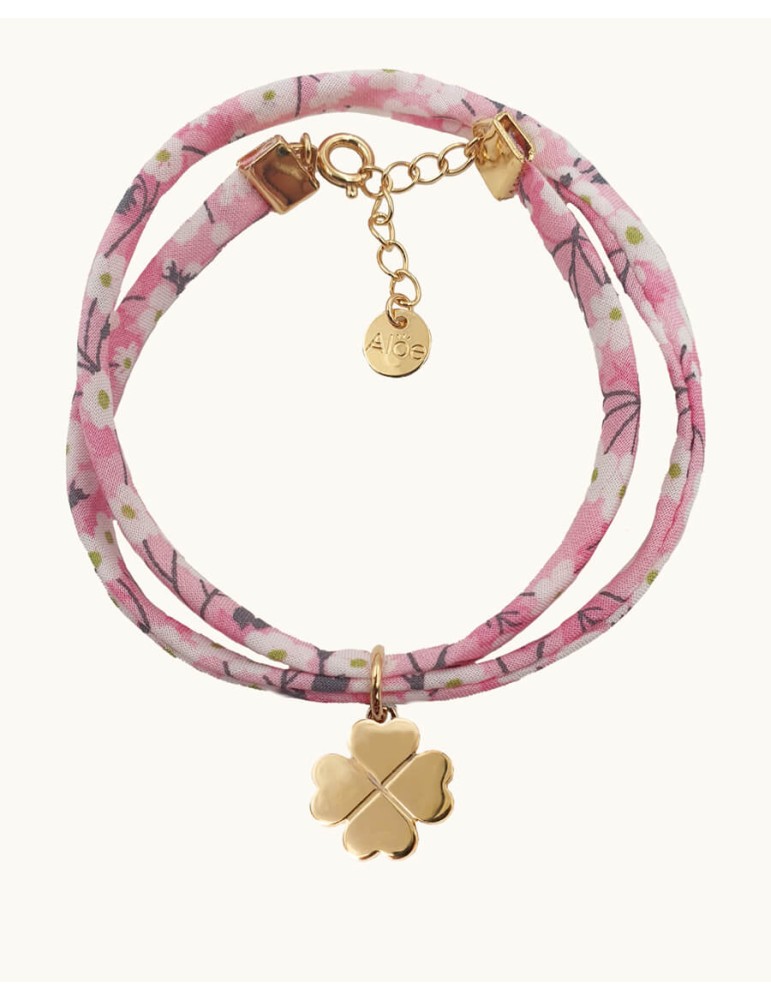 Bracelet liberty et trèfle en plaqué or - Rose Aloe Bijoux