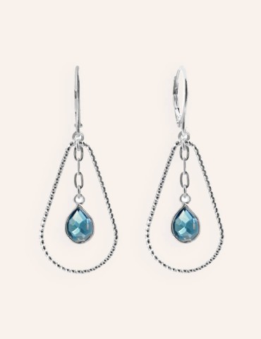 Boucles d'Oreilles topaze bleue goutte argent 925 Aloe Bijoux