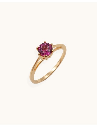 Bague solitaire en plaqué or avec rhodolite Aloe Bijoux