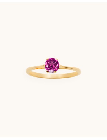 Bague solitaire en plaqué or avec rhodolite Aloe Bijoux