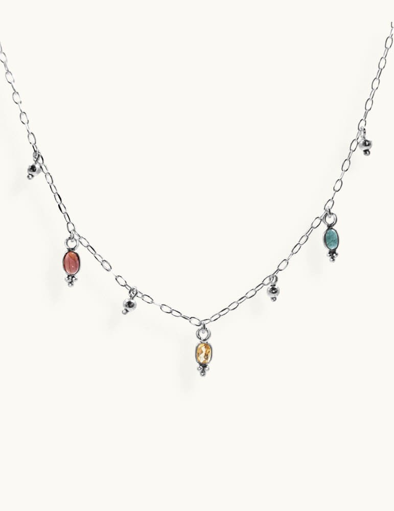 Collier en argent avec tourmalines multicolores - Aura Aloe Bijoux