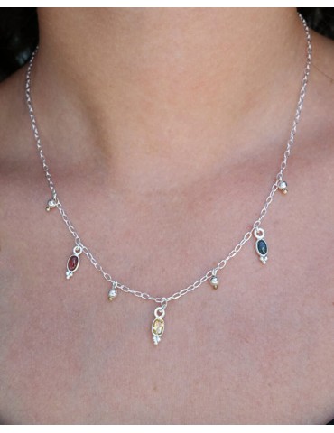 Collier en argent avec tourmalines multicolores - Aura Aloe Bijoux