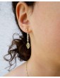 Boucles d'oreilles en plaqué or avec feuille et pierre d'agate Aloe Bijoux