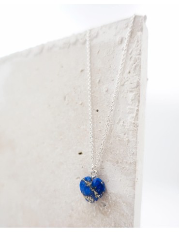 Collier Cœur en Lapis-Lazuli et Argent 925 Aloe Bijoux